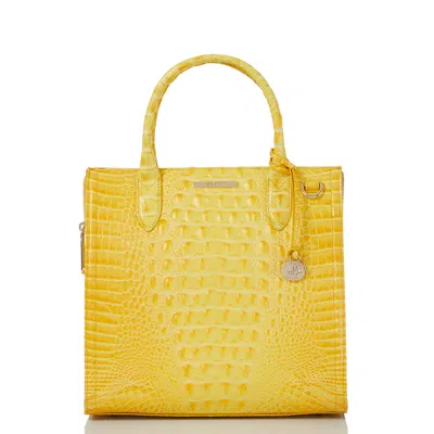 Brahmin Caroline Melbourne Embossed Leather Satchel In Buttercup