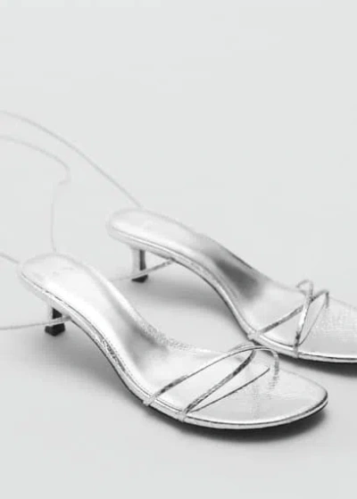 Mango Asymmetric Stiletto Shoes Silver In Argent