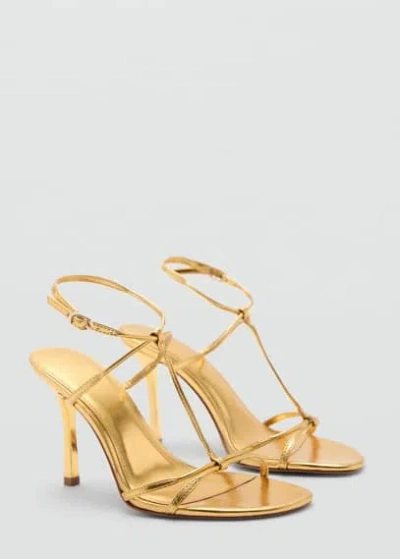 Mango Metallic Strap Sandals Gold In Or
