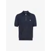 Prada Half-zip Wool Polo Shirt In Blue