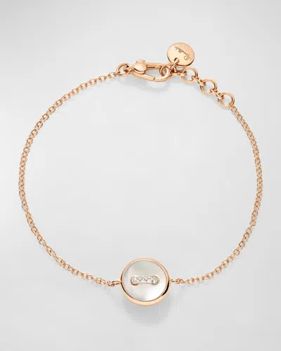 Pomellato 18kt Rose Gold Pom Pom Dot Mother Of Pearl And Diamond Bracelet In Malachite