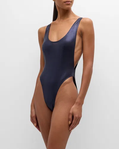 Norma Kamali Marissa Scoop-neck One-piece Swimsuit In True Navy