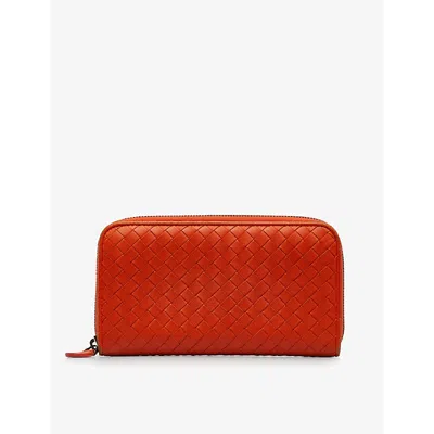 Reselfridges Womens Orange Pre-loved Bottega Veneta Zipped Leather Wallet