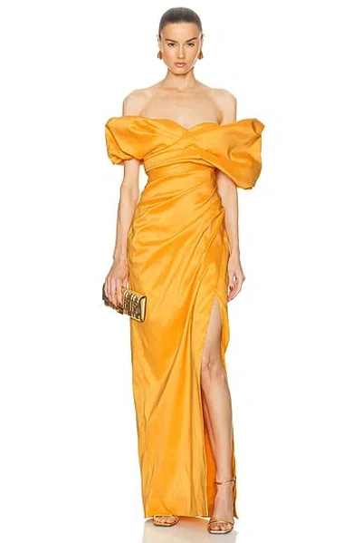 Rachel Gilbert Gia Off-shoulder Maxi Dress In Yellow