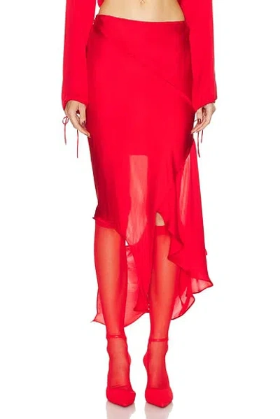 Acne Studios Draped Skirt In Bright Red
