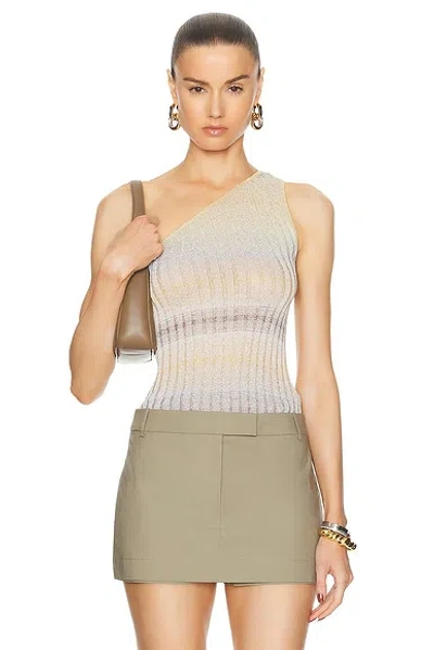Missoni Mare One-shoulder Metallic Ribbed-knit Top In Multicolor With Beige & Silver Shades