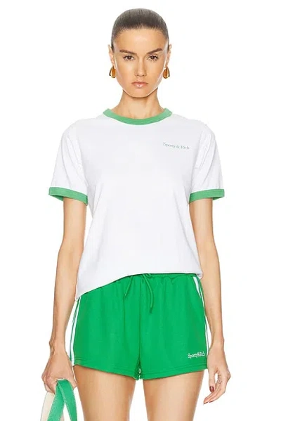 Sporty And Rich Ringer Cotton T-shirt In White/verde