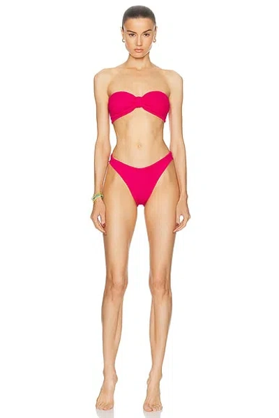 Hunza G Jean Bikini Set In Metallic Raspberry