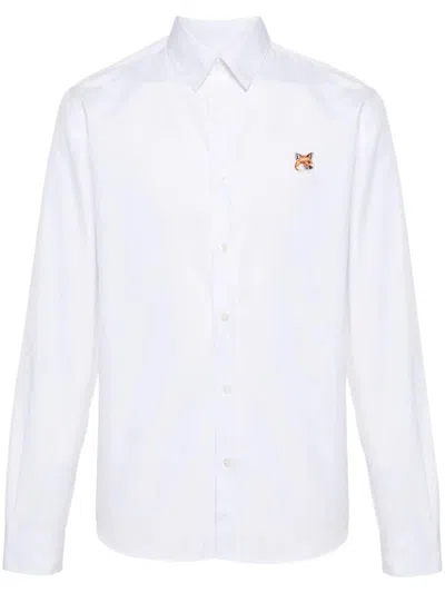 Maison Kitsuné Fox-patch Cotton Shirt In White