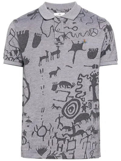 Vivienne Westwood Graphic-print Polo Shirt In 灰色