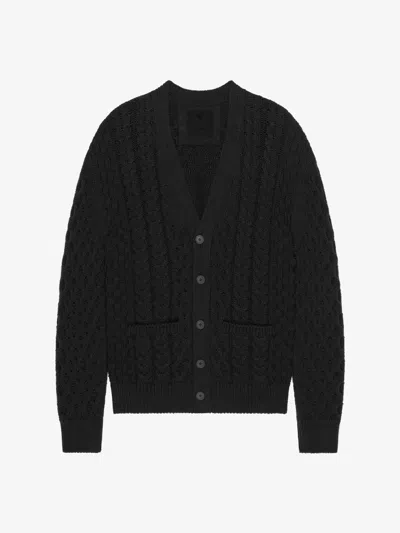 Givenchy 4g Cable-knit Cardigan In Black