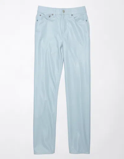 American Eagle Outfitters Ae Stretch Vegan Leather Super High-waisted Straight Pant In Blue