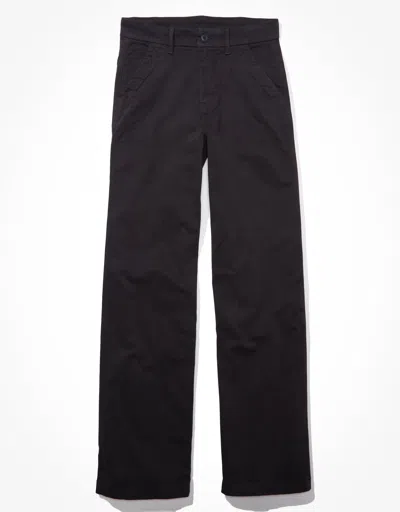American Eagle Outfitters Ae Stretch Twill Super High-waisted Baggy Wide-leg Trouser In Black