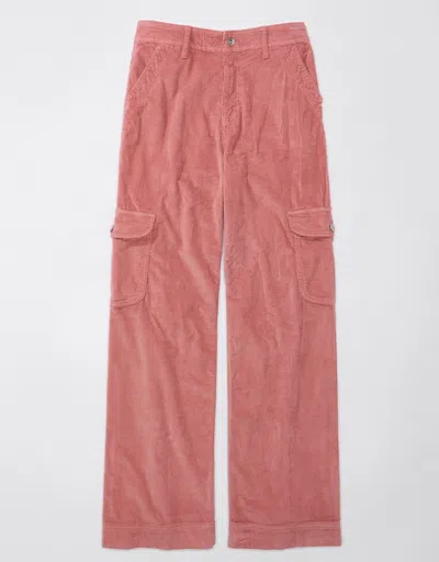 American Eagle Outfitters Ae Dreamy Drape Stretch Corduroy Super High-waisted Baggy Wide-leg Pant In Pink