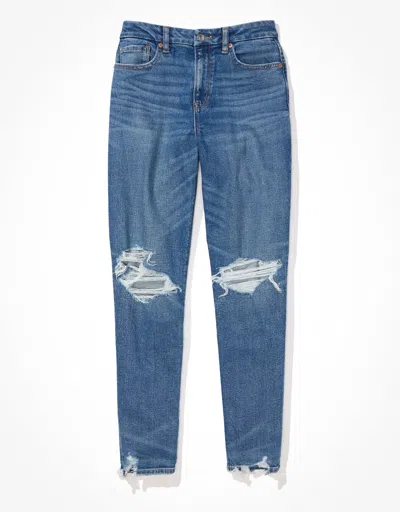 American Eagle Outfitters Ae Stretch Ripped Curvy Mom Jean In Blue