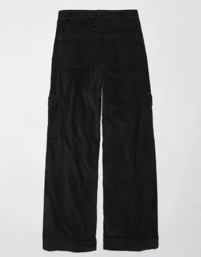 American Eagle Outfitters Ae Dreamy Drape Stretch Corduroy Super High-waisted Baggy Wide-leg Pant In Black