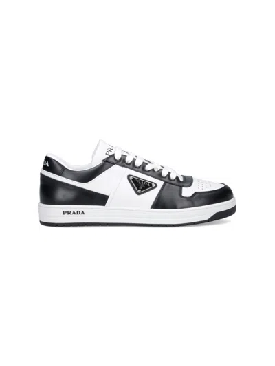 Prada Downtown Leather Trainers In White