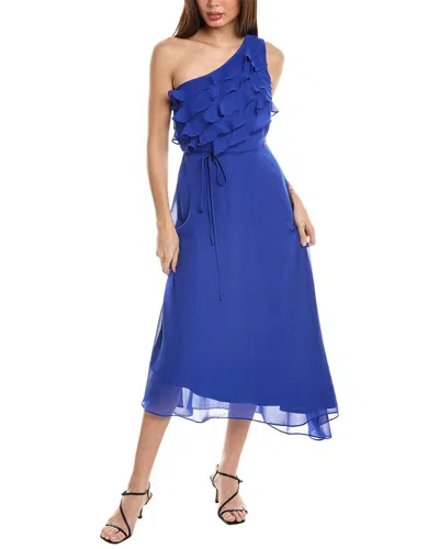Maison Tara One-shoulder Midi Dress In Blue