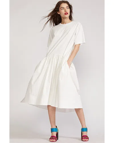 Cynthia Rowley Jersey Combo T-shirt Dress In White