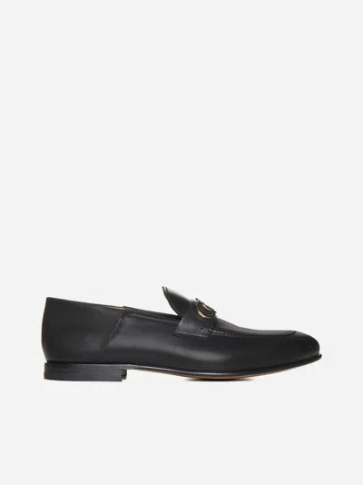Ferragamo Gin Leather Loafers In Black
