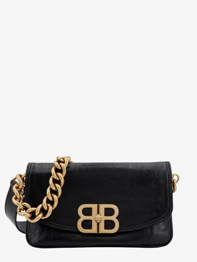 Balenciaga Bb Soft Medium Flap Shoulder Bag In Black