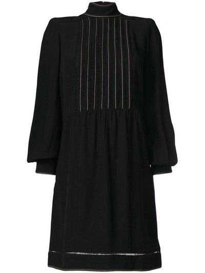 Marc Jacobs Mesh-front Bishop-sleeve Dress In Black