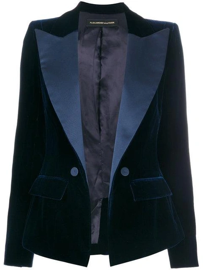 Alexandre Vauthier Tailored Velvet & Satin Jacket In Navy