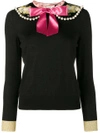 GUCCI GUCCI FITTED JUMPER WITH FLORAL EMBROIDERY AND PEARL EMBELLISHMENT - BLACK,478270X5Z7712280498