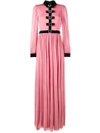 Gucci Velvet Bow Evening Dress In Pink