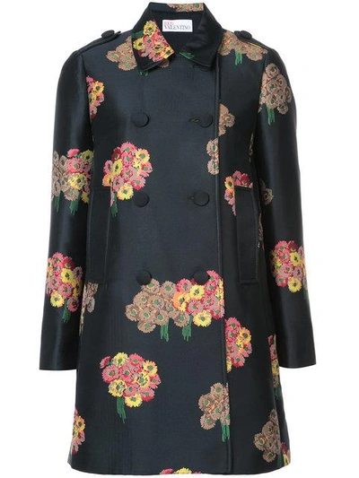 Red Valentino Bouquet-pattern Brocade Topper Jacket In Black