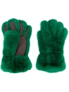 Marni Rabbit Fur Gloves In Green