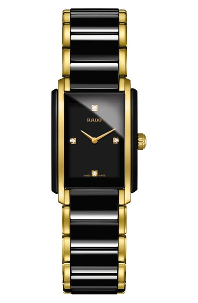 Rado Integral Diamonds Bracelet Watch, 22mm X 33mm In Gold/ Black