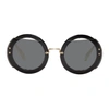 MIU MIU Black & Gold Oversized Round Sunglasses