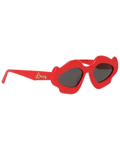 Loewe Flame Acetate Oval Sunglasses In 66a Red / Smoke