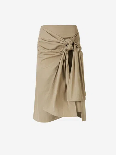 Bottega Veneta Draped Midi Skirt In Knot Detail On The Front