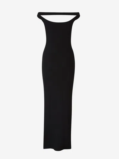 Courrèges Knitted Midi Dress In Black