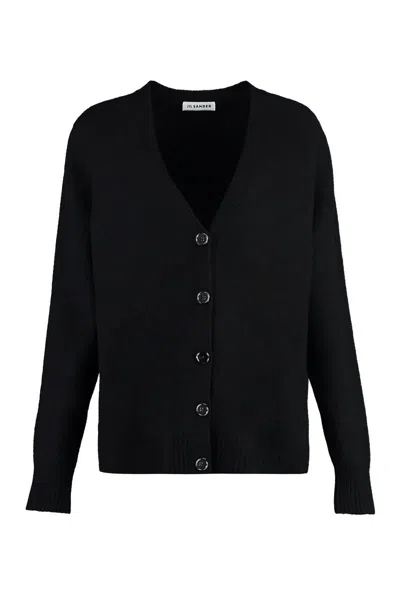 Jil Sander V-neck Wool Cardigan In Black