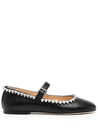 Mach & Mach Audrey Nappa Leather Round Toe Ballerina Shoes In Black