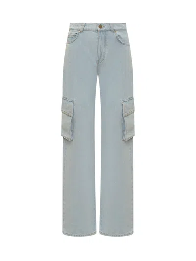 Pinko Light Blue Cotton Denim Jeans In Bleach Chiaro