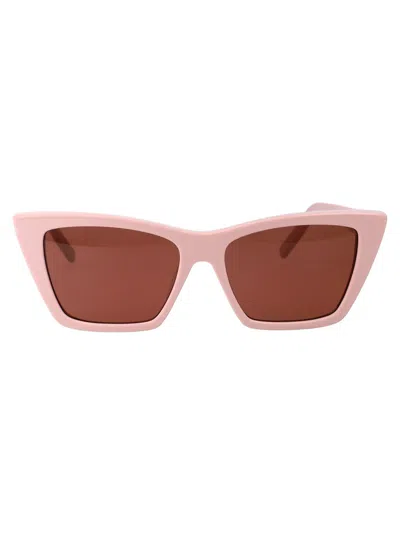 Saint Laurent Sunglasses In 058 Pink Pink Brown