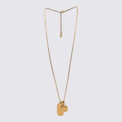 Versace La Greca-tag Pendant Necklace In Golden