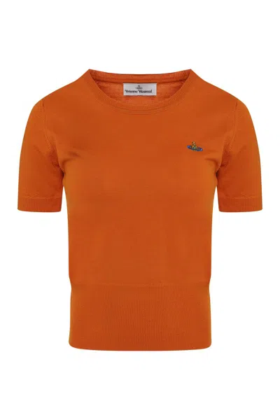Vivienne Westwood Bea Logo Knitted T-shirt In Orange