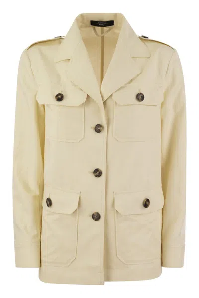 Weekend Max Mara Bacca - Cotton And Linen Safari Jacket In Ivory