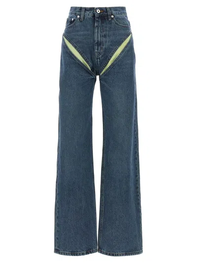 Y/project 'evergreen Cut Out' Jeans In Blue