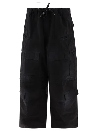 Balenciaga Wide Cargo Trousers In Black