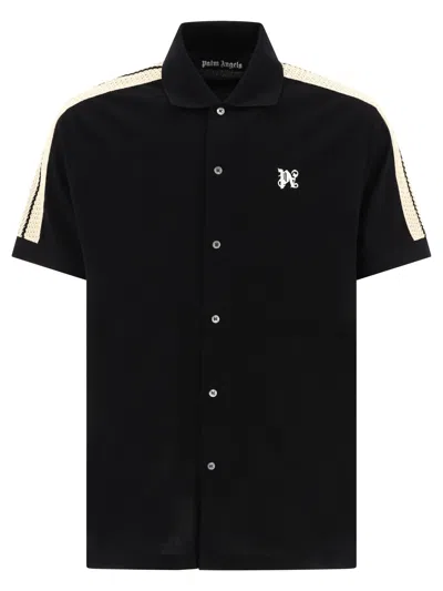 Palm Angels "monogram Track" Polo Shirt In Black