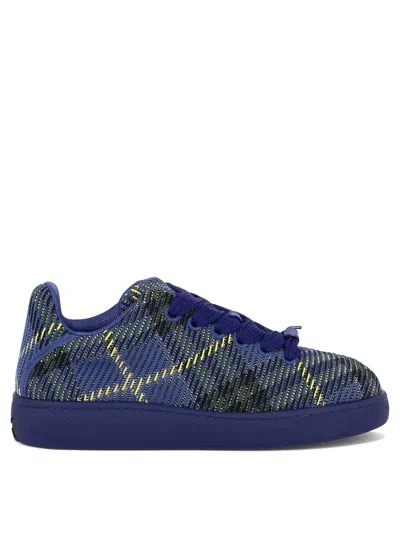 Burberry "check Knit Box" Sneakers In Blue