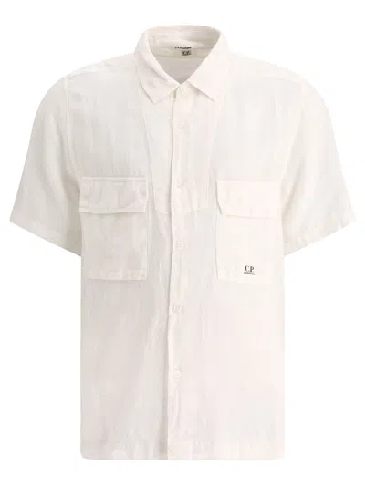 C.p. Company Linen Shirt In White