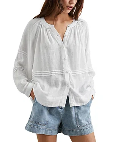 Rails Frances Linen Blend Button-up Shirt In White
