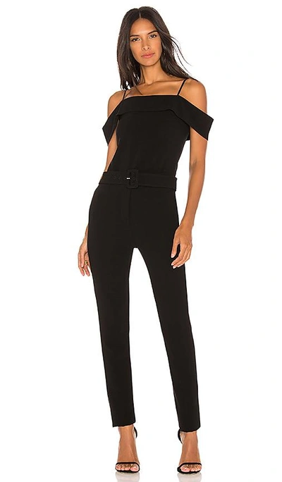 Theory Woman Cold-shoulder Belted Crepe Jumpsuit Black